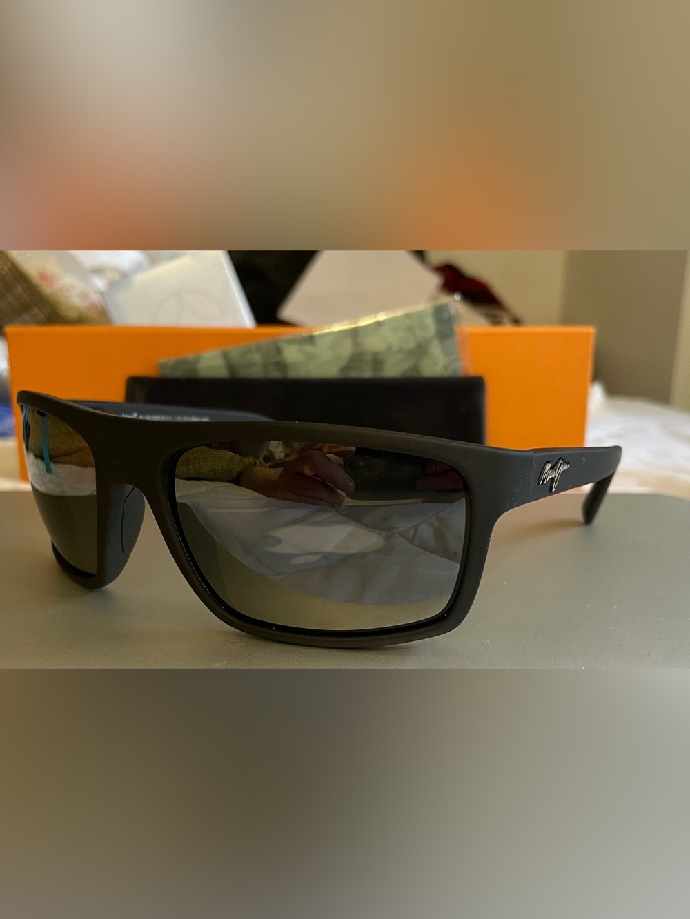 Maui Jim Matte Black Frame with Gray Polarized Lenses Wrap Sunglasses - Picture 9 of 16